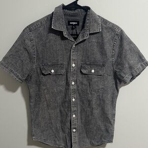 Express Men's Charcoal Button-Down Shirt